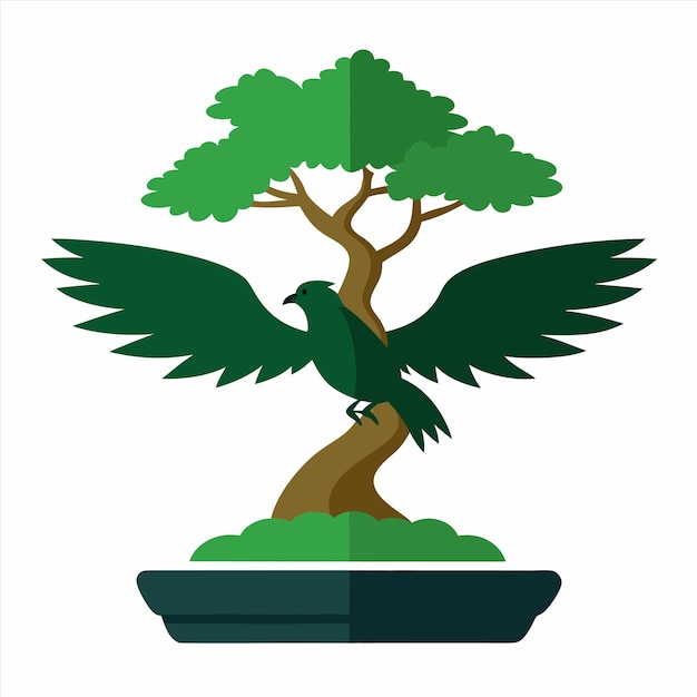 una imagen de un árbol con alas y un pájaro en él