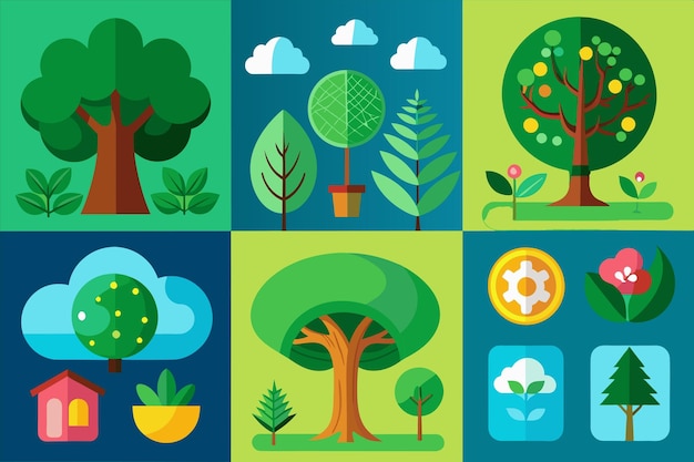una imagen de árboles y plantas con diferentes formas y formas