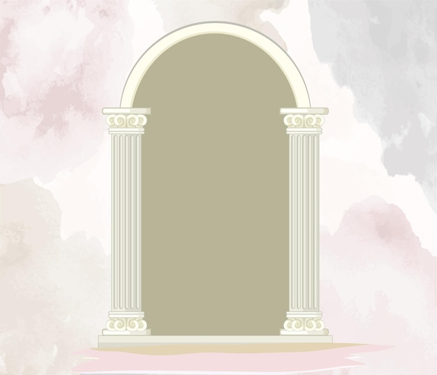 una imagen de un arco con un fondo rosa y una imagen de una arco