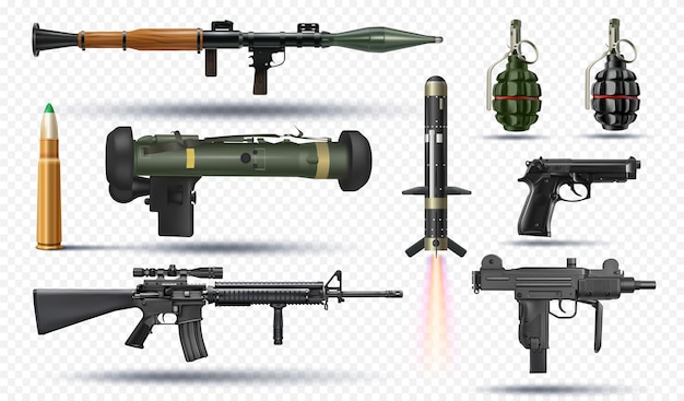 una imagen de un arma militar y un misil