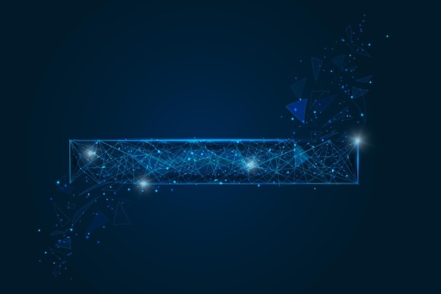 Imagen azul aislada abstracta de un signo menos La ilustración poligonal parece estrellas en el cielo nocturno blask en spase o fragmentos de vidrio volador Diseño digital para sitio web internet