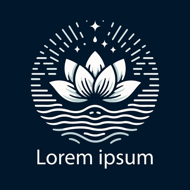 una imagen azul y blanca de una flor de loto en el medio del agua