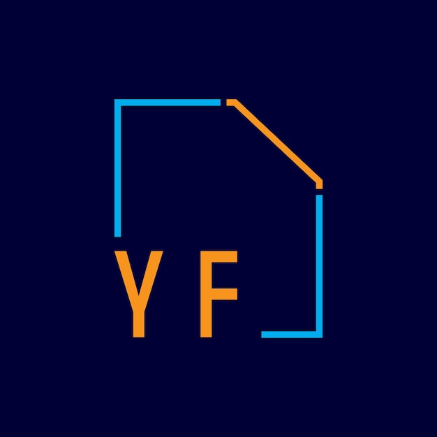 una imagen azul y naranja de una casa con las letras f