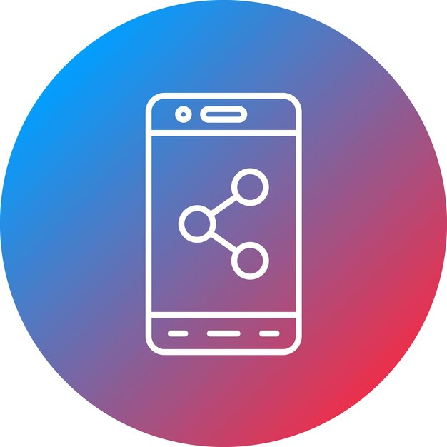 una imagen azul y roja de un teléfono celular con un círculo azul y rojo alrededor de la parte inferior