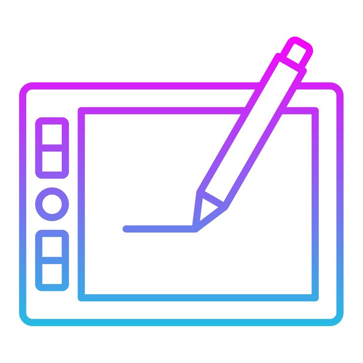Vector una imagen azul y rosa de un bolígrafo con un fondo azul y púrpura