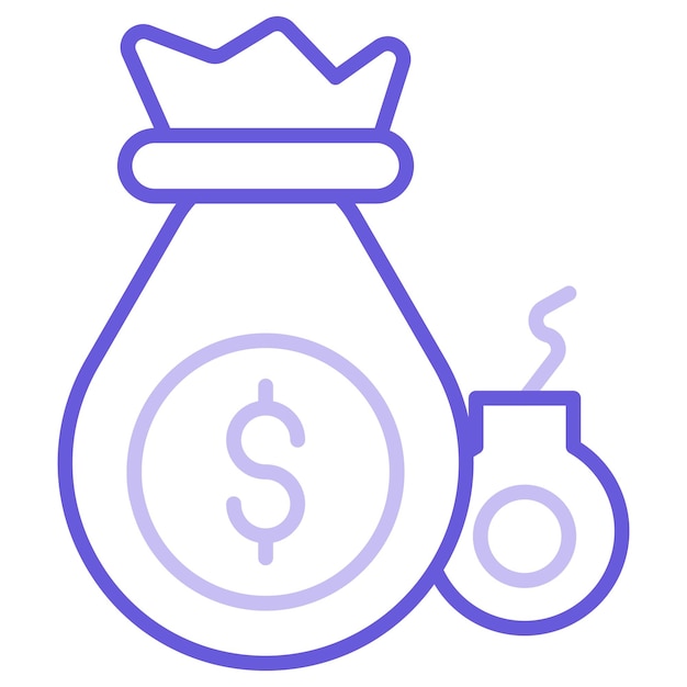 una imagen azul y rosa de una bolsa de dinero y un billete de un dólar