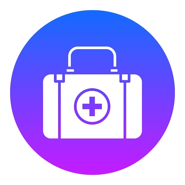 una imagen azul y rosa de una bolsa médica con una cruz en ella