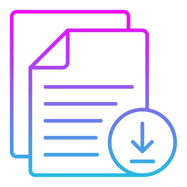 una imagen azul y rosa de un documento con un círculo azul y un círculo azul con una flecha que apunta a la derecha