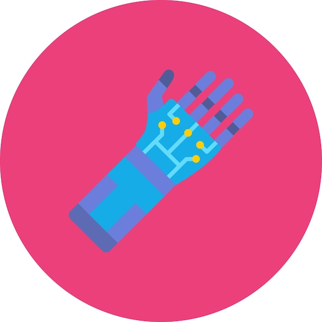 una imagen azul y rosa de una mano que dice robot