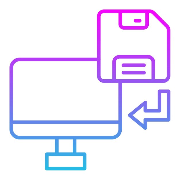 una imagen azul y rosa de un monitor de computadora con una flecha azul que señala a la derecha