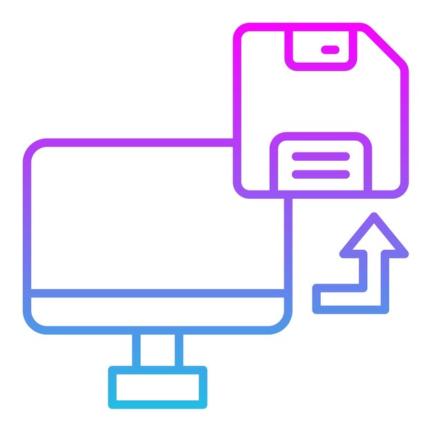 una imagen azul y rosa de un monitor de computadora con una flecha azul que señala a la derecha