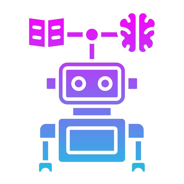 una imagen azul y rosa de un robot con las palabras robot en él