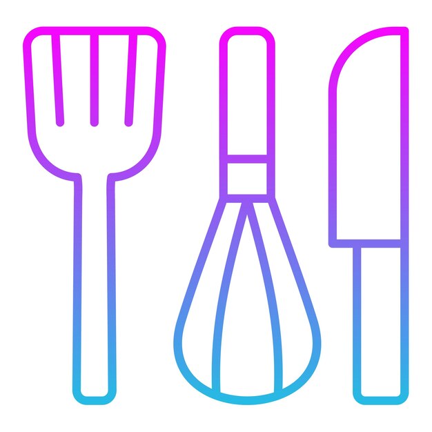 una imagen azul y rosa de un tenedor y un cuchillo