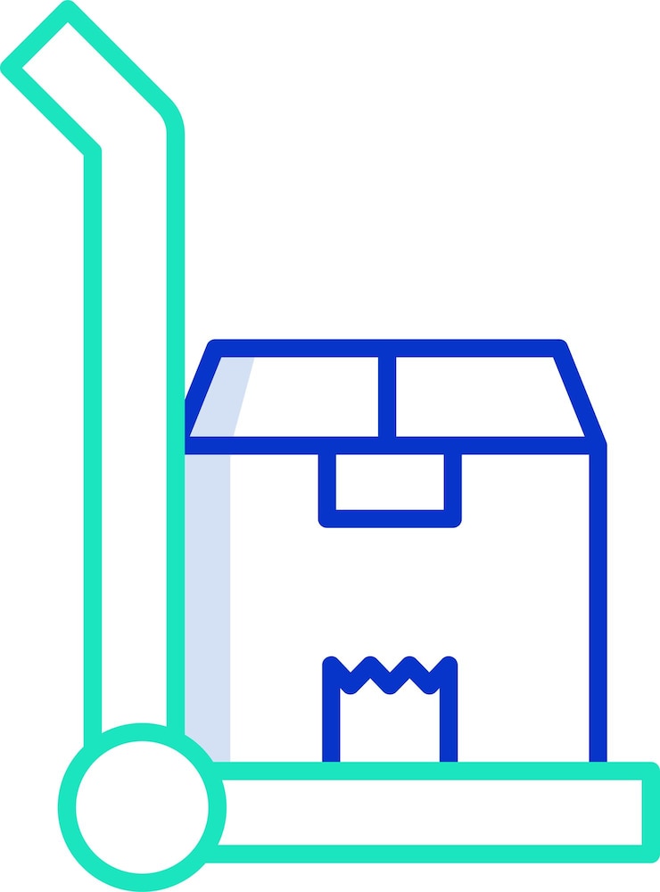 Vector una imagen azul y verde de una casa con una línea azul y verde