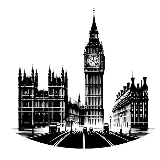 Vector una imagen de big ben y la palabra big ben en la parte inferior