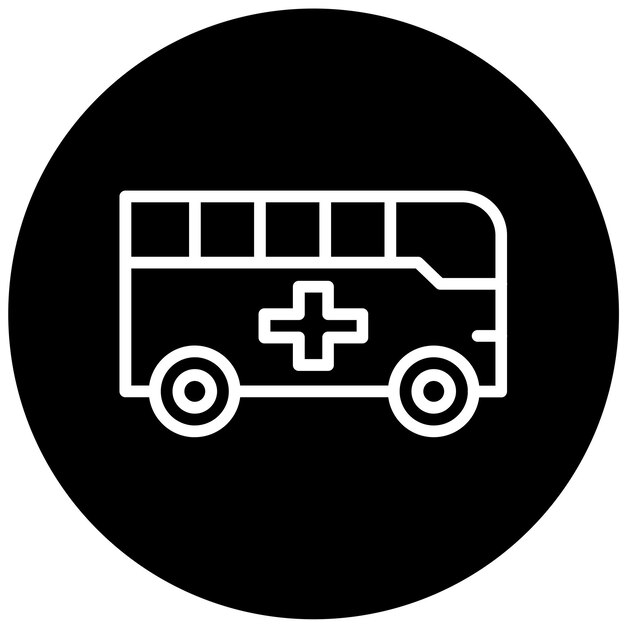 una imagen en blanco y negro de un autobús médico con una cruz en él
