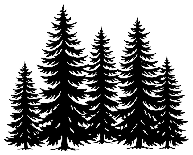 Vector una imagen en blanco y negro de un bosque con árboles en el fondo