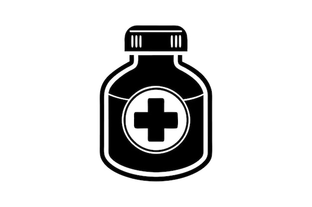 una imagen en blanco y negro de una botella con una cruz en ella