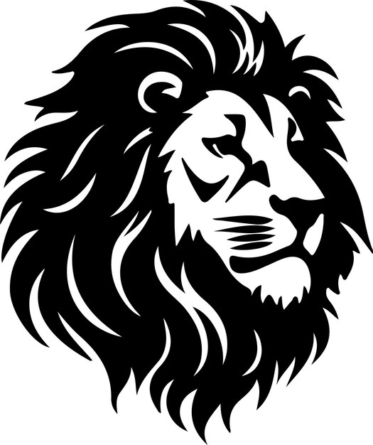 Vector una imagen en blanco y negro de una cabeza de león con una melena
