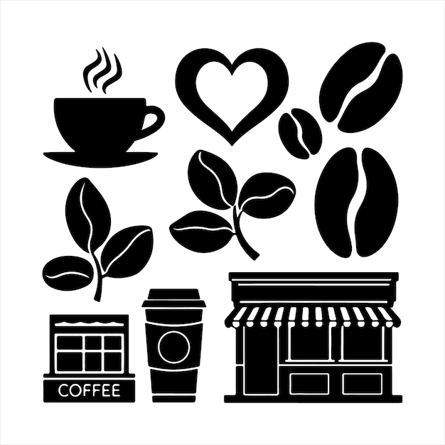 una imagen en blanco y negro de café y una cafetería