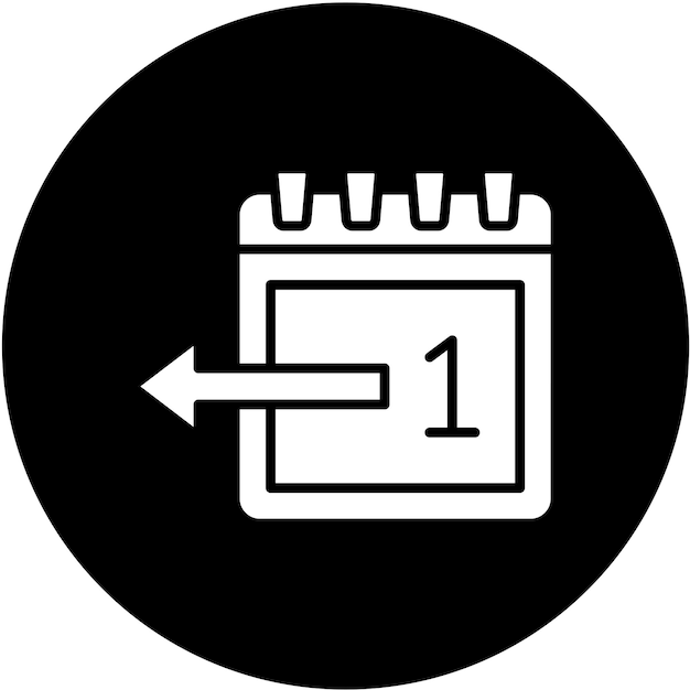 una imagen en blanco y negro de un calendario con una flecha que señala a la izquierda