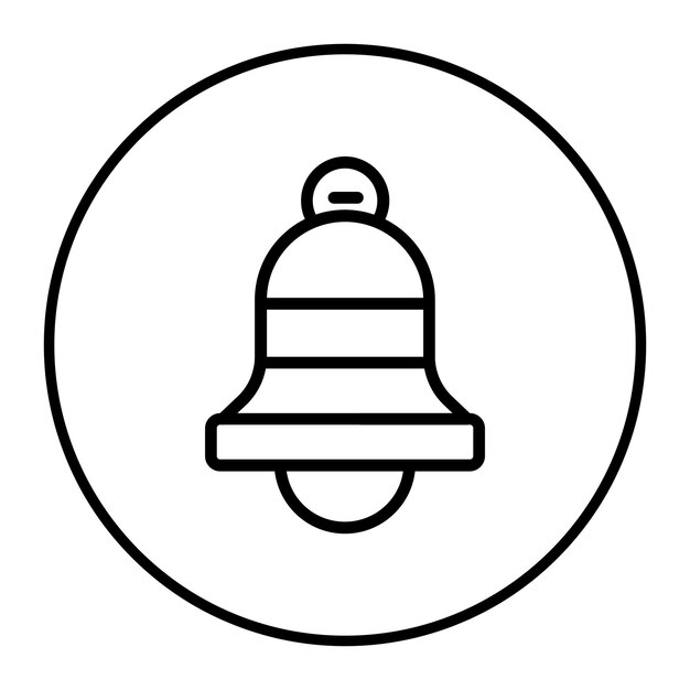 una imagen en blanco y negro de una campana en un círculo