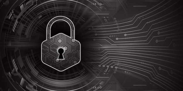 Una imagen en blanco y negro de un candado con la palabra seguridad.