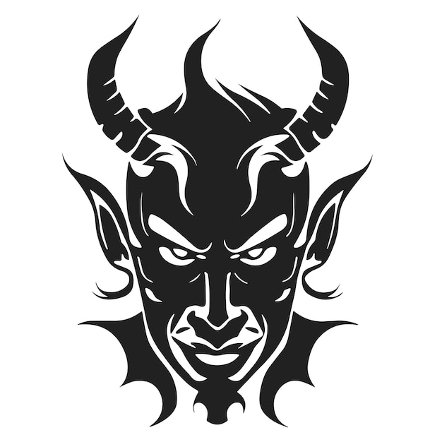 Vector una imagen en blanco y negro de la cara de un diablo