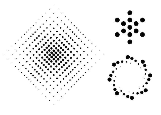 una imagen en blanco y negro de un círculo con puntos y puntos