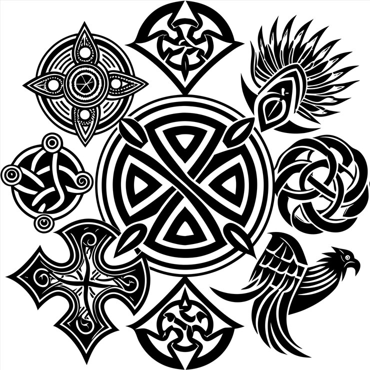Vector una imagen en blanco y negro de un círculo con un símbolo que dice quot dios quot