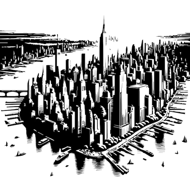 una imagen en blanco y negro de una ciudad con la palabra Chicago en ella