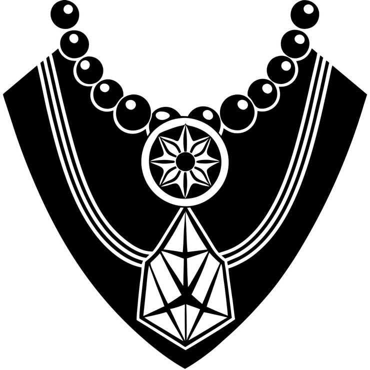 Vector una imagen en blanco y negro de un collar de diamantes con un diamante y diamantes
