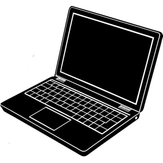 una imagen en blanco y negro de una computadora portátil con la palabra macbook en la pantalla
