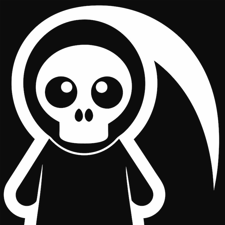Vector una imagen en blanco y negro de un cráneo con una cruz en él