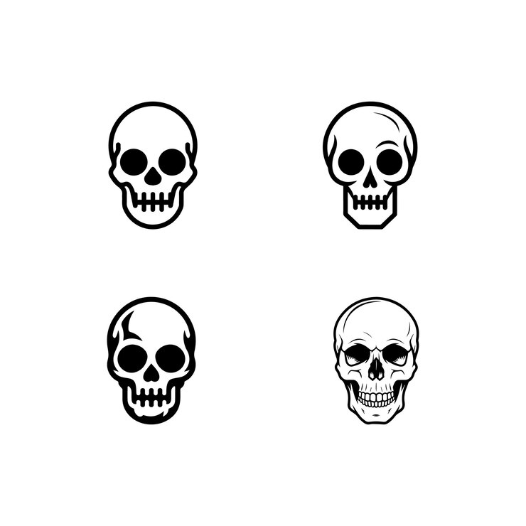 una imagen en blanco y negro de un cráneo con un fondo blanco