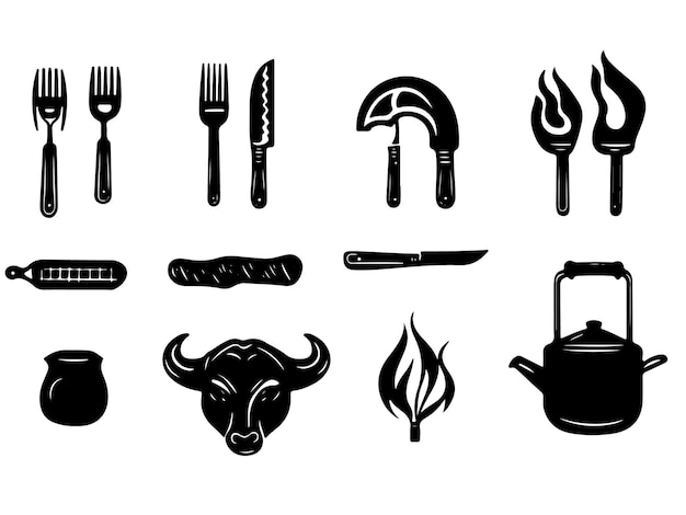 una imagen en blanco y negro de un cuchillo de filete y un tenedor