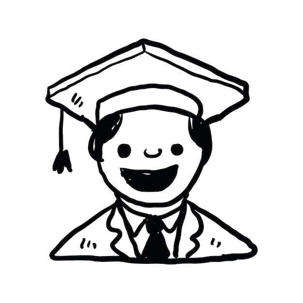 imagen en blanco y negro dibujada a mano de estudiantes graduados