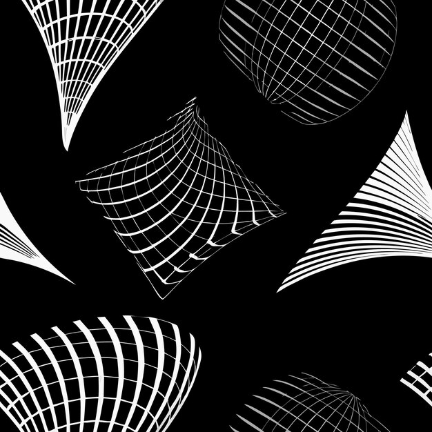 una imagen en blanco y negro de un diseño geométrico con líneas blancas