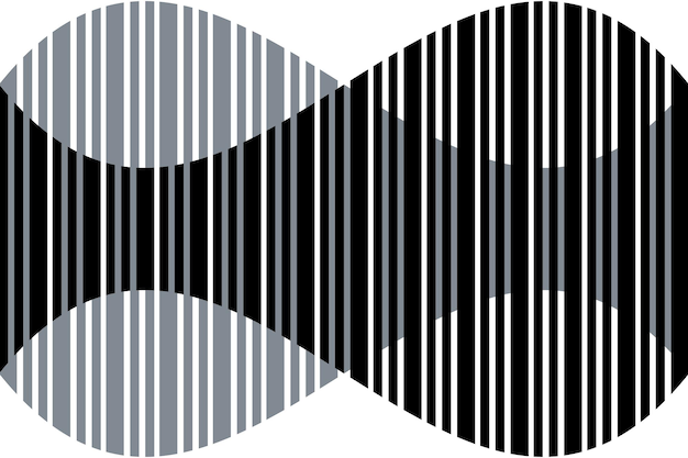una imagen en blanco y negro de un diseño a rayas en negro y blanco con un diseño en blanco y negra