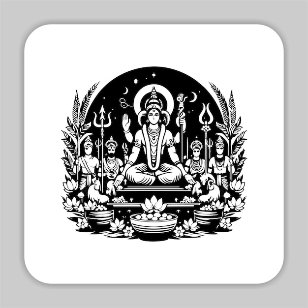 Vector una imagen en blanco y negro de una estatua de buda