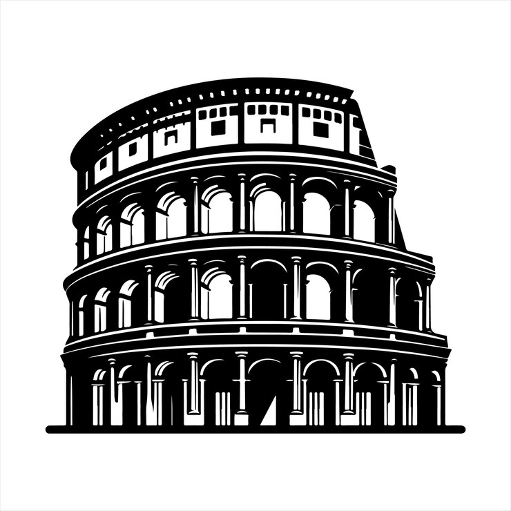 Vector una imagen en blanco y negro de una estructura romana con las palabras números romanos en ella