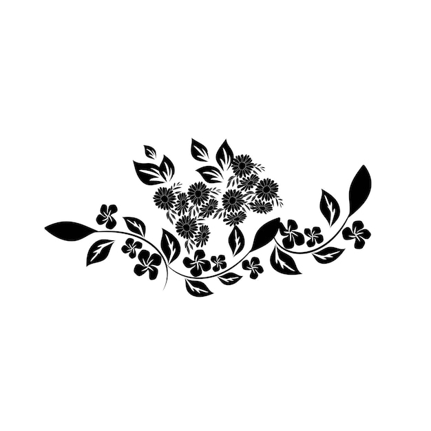 una imagen en blanco y negro de una flor y hojas
