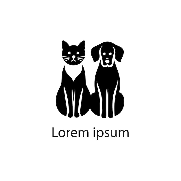 una imagen en blanco y negro de un gato y un perro sobre un fondo blanco