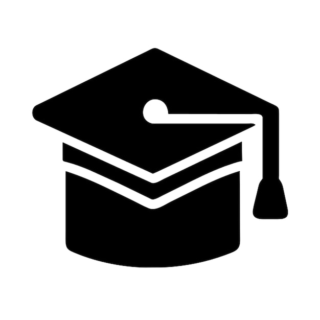 una imagen en blanco y negro de una gorra de graduación con una gorra negra en ella