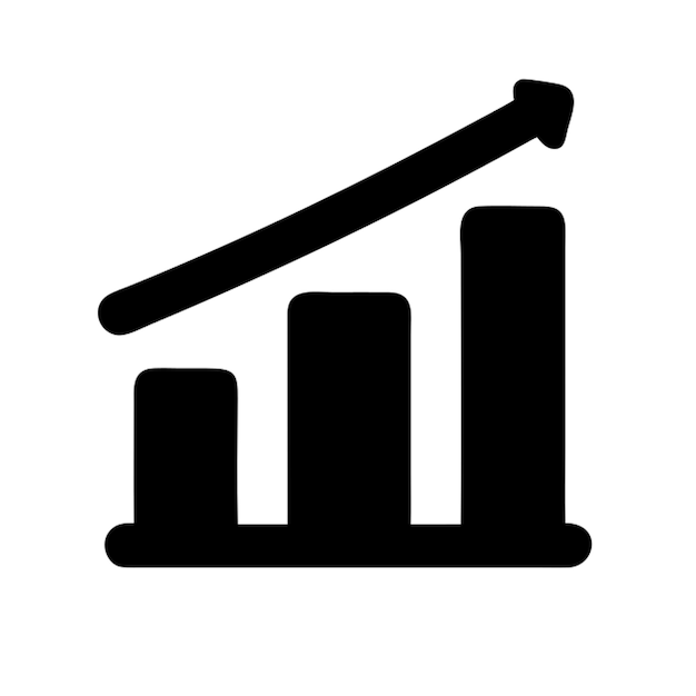 una imagen en blanco y negro de un gráfico con un gráfico apuntando hacia arriba