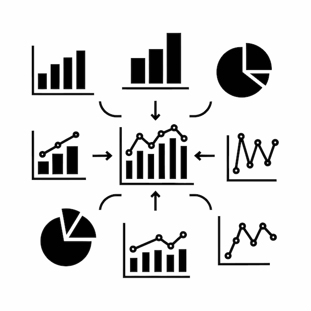 una imagen en blanco y negro de un gráfico con gráficos y gráficos