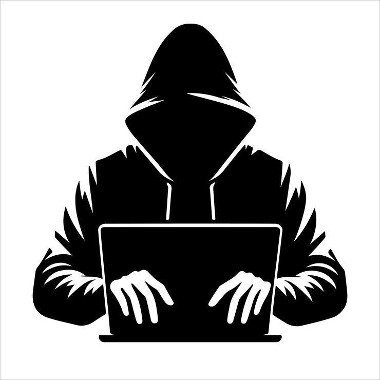 Vector una imagen en blanco y negro de un hombre usando una computadora portátil