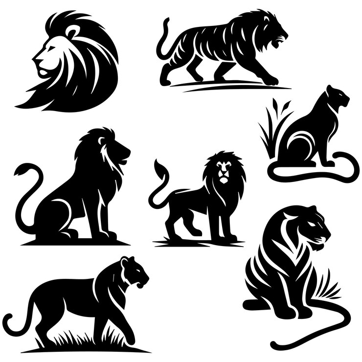 una imagen en blanco y negro de un león y un león