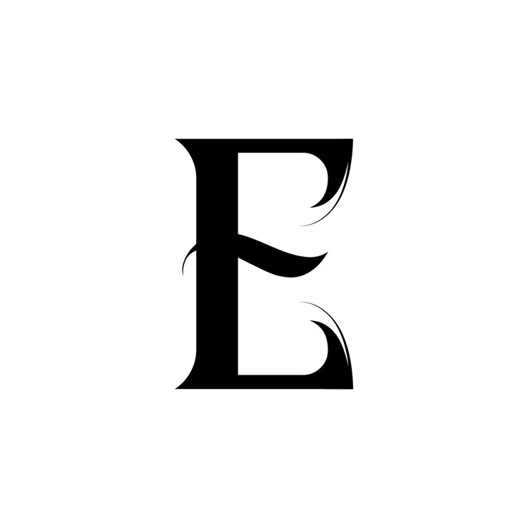 una imagen en blanco y negro de una letra e