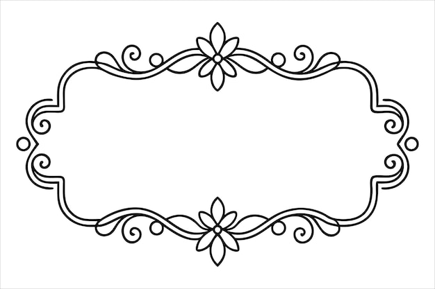 una imagen en blanco y negro de un marco con un diseño floral